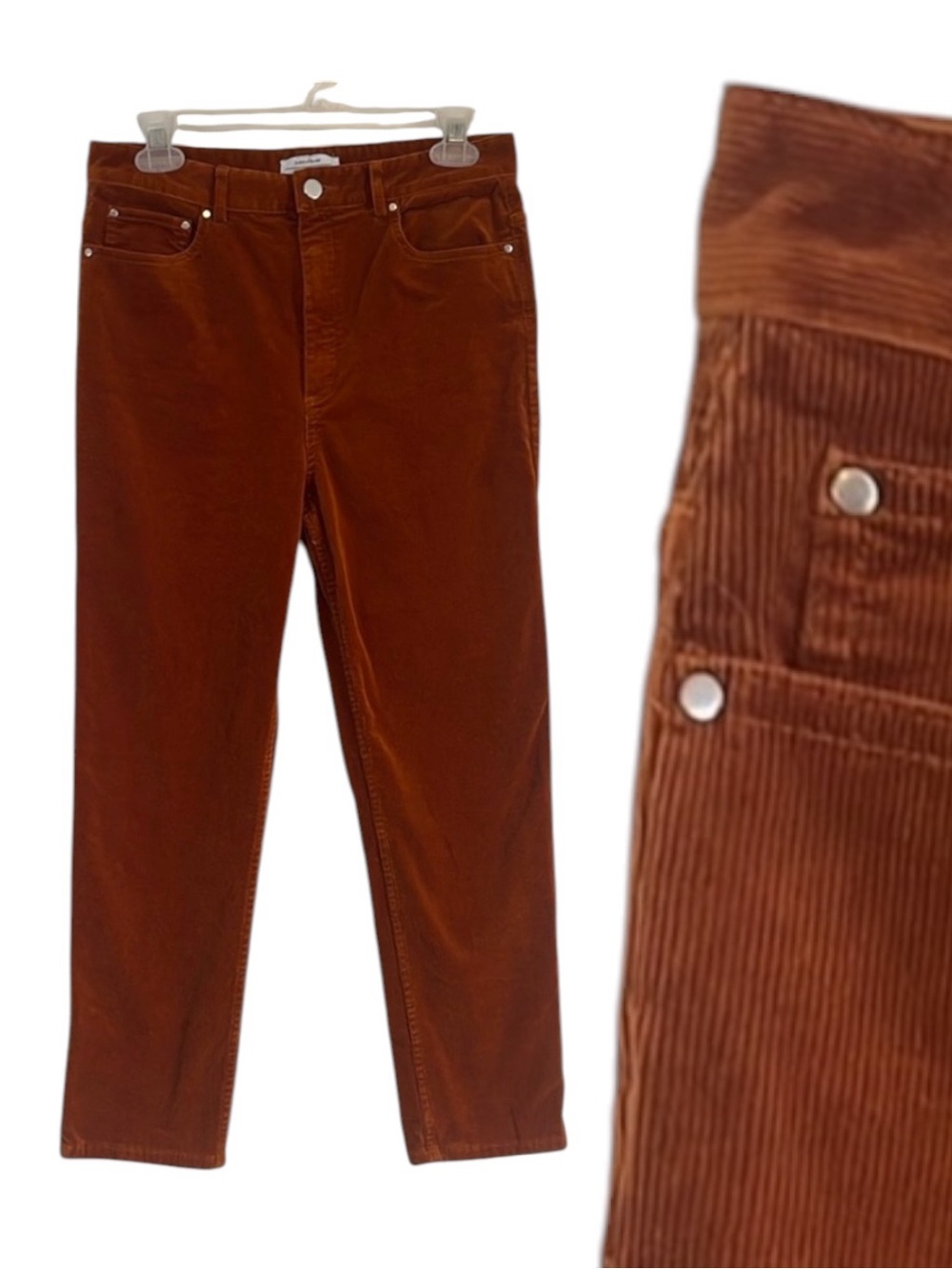 & Other Stories Rust Corduroy Pants 8 Taper Casual Crop Retro Boho Granola
